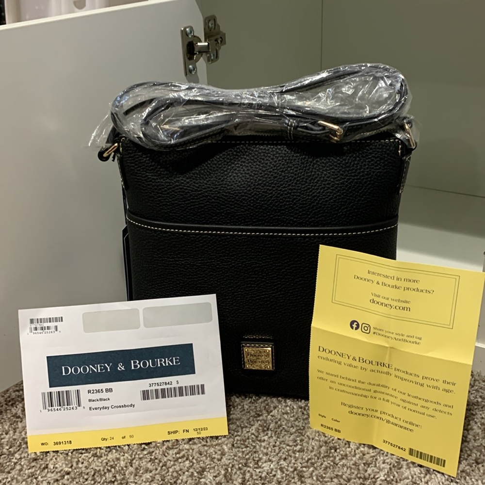 Dooney and Bourke Everyday Crossbody in Black/Black Pebble Leather